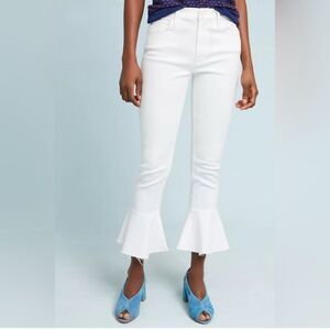 MOTHER Cha Cha Fray Jeans in Glass Slipper White- Size 26